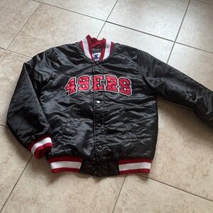 STARTER Black and Red 49ers Bomber Jacket